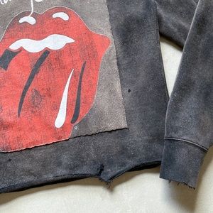The Rolling Stones 1989 Tour Oversized Destroyed Vintage Wash Raw Cut Sweatshirt